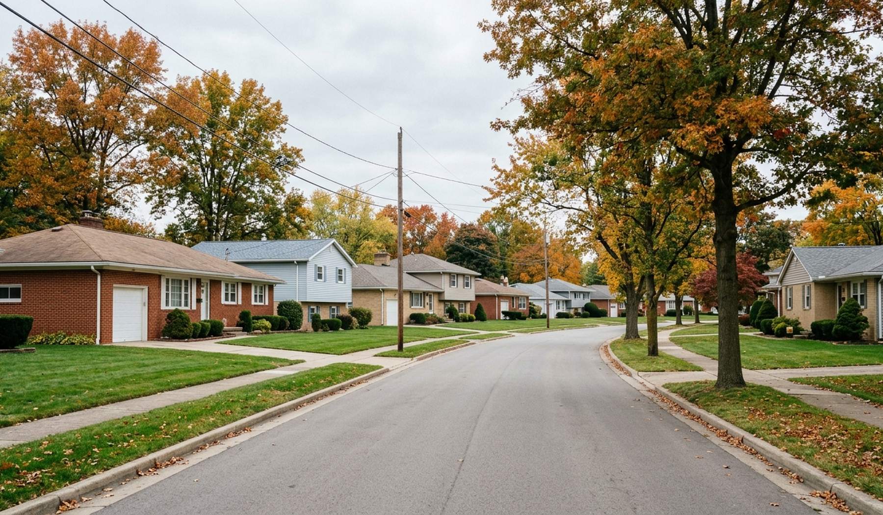 A quiet Brown Deer street of post-war brick ranch houses with tidy lawns