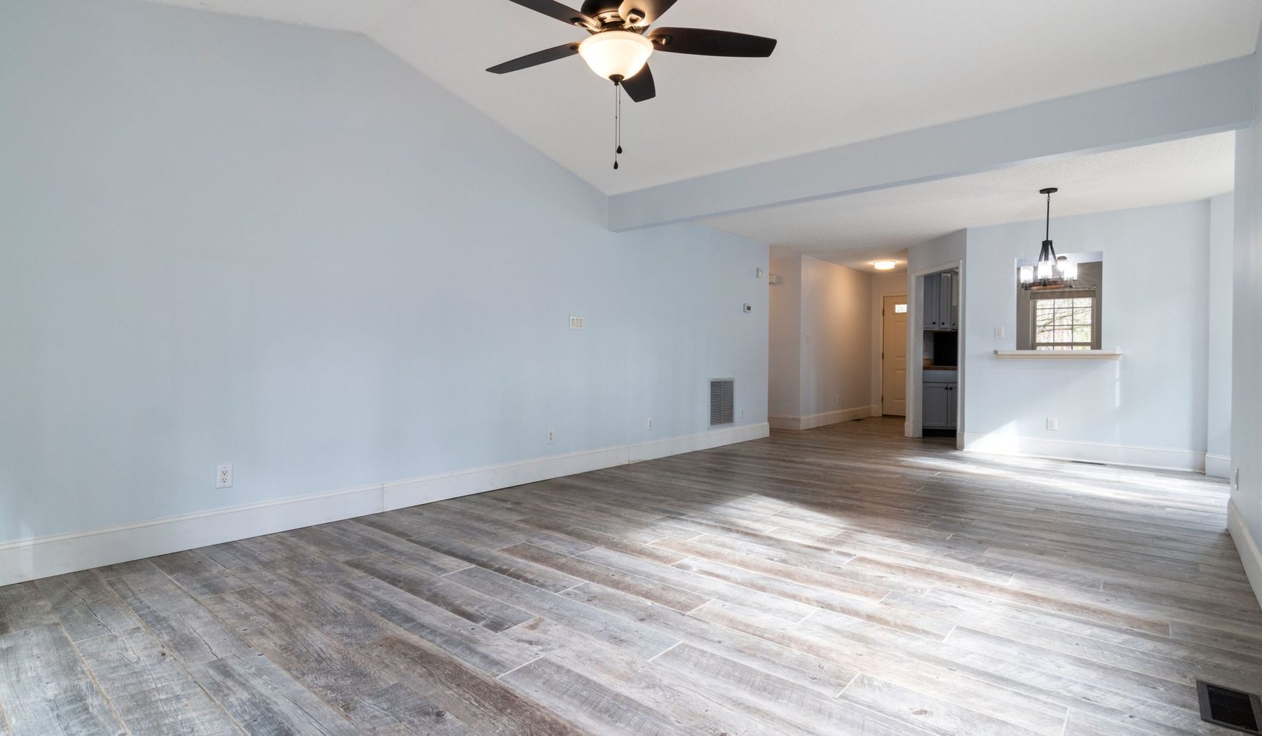 A freshly finished, freshly painted interior room